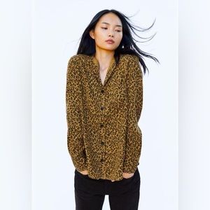 Zara Demin Leopard Print Shirt - US M